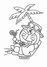 Doraemon Coloring Pages Cartoon Printable Drawing Relaxing Beach Print Kids Prints Color Popular Book Getdrawings Categories sketch template