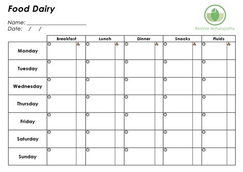 images  printable food diary  week printable weekly food diary  printable