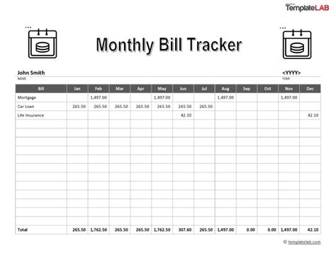 bill pay checklists bill calendars  word excel