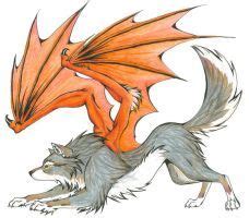 vawnn  red wings  captainmorwen mythical creatures art fantasy wolf cute drawings