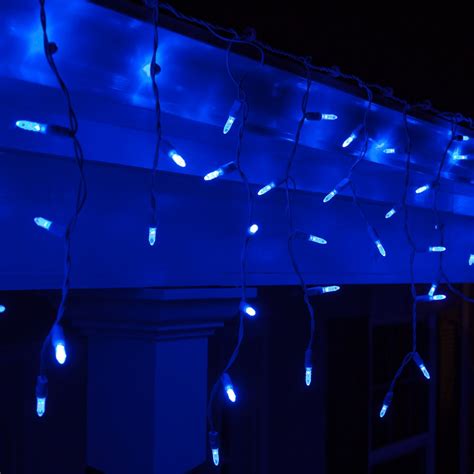 set   blue icicle lights led mini ice icicle christmas lights white wire  walmart