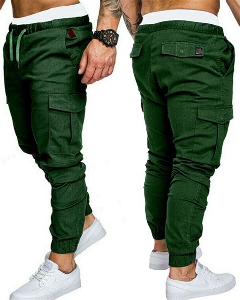 wsevypo mens cargo pants elastic banded ankle cuff military urban tactical combat trousers