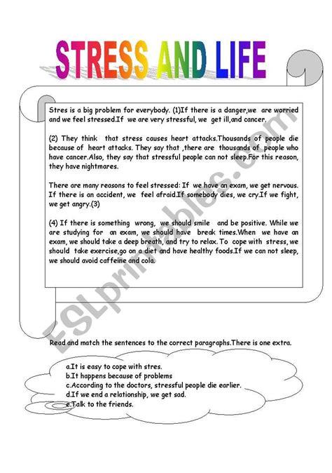 stress esl worksheet  stiliana andreyeva