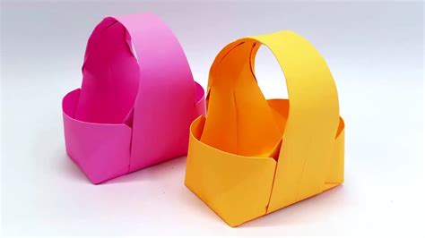 paper baskets  handle diy easy origami paper basket making youtube
