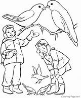 Winter Coloring Pages Birds Bird Fun Color Kids Feeding Printable Colour Animal Drawing Print Colouring Clipart Dolphin Animals Children Feed sketch template