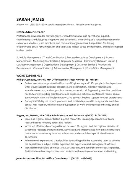administrative resume examples skills  keywords