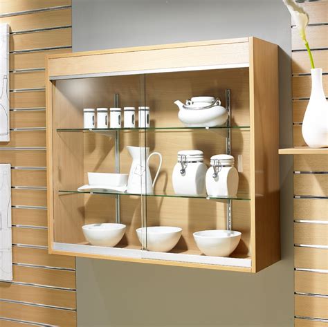 wall mounted glass display showcase cabinet  wide