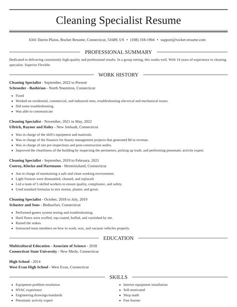cleaner resume template