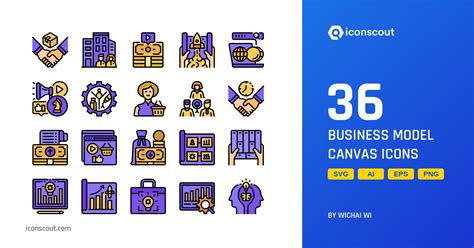 business model canvas icon pack  colored outline business icons svg png ico