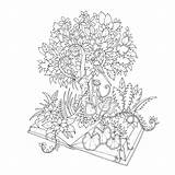 Forest Coloring Enchanted Pages Book Line Getdrawings sketch template