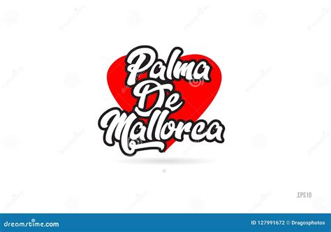 palma de mallorca city design typography  red heart icon log stock