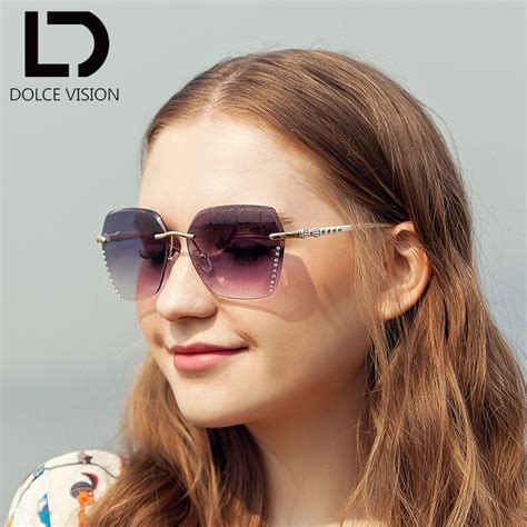 dolce vision luxury gradient sunglasses women rimless metal leg sun