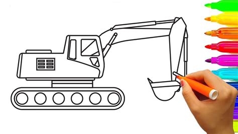 draw excavator truck coloring pages learn colors  kids fun