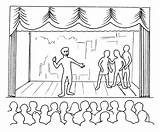 Drawing Stage Audience Theatre Kids Getdrawings Drama Curtains sketch template