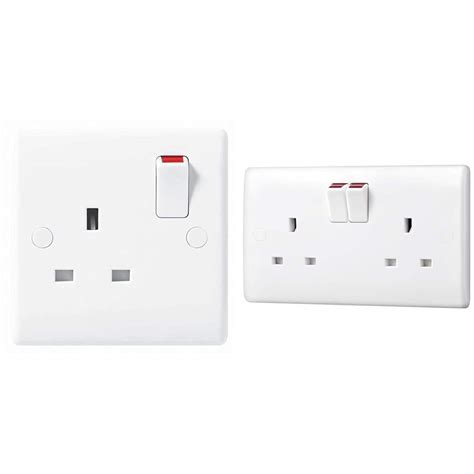 buy bg electrical single pole single switch power socket white moulded  amp double