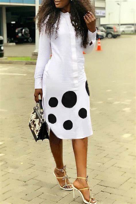 Ladies Polka Dot Dress With Cute Long Sleeve Design