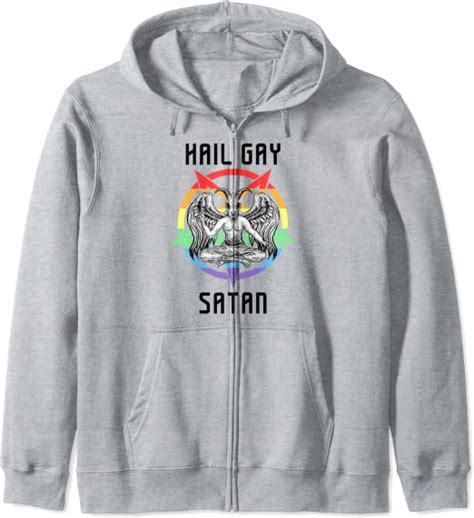 Funny Hail Gay Satan Lgbt Goth Gay Pride Baphomet Zip