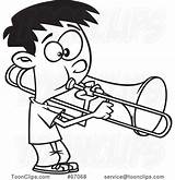 Trombone Cartoon Lineart Playing Boy Ron Leishman Protected Law Copyright May sketch template