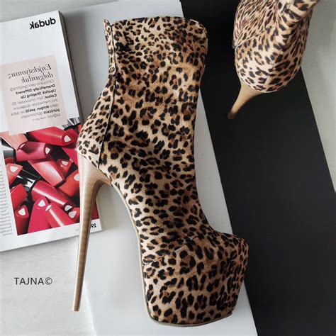 Leopard High Heel Platform Boots Tajna Club