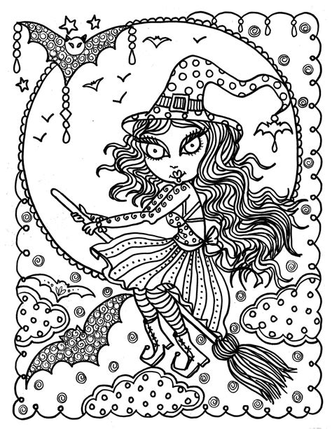 cute witch halloween coloring page fun coloring instant