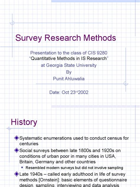 survey research method  survey methodology sampling statistics