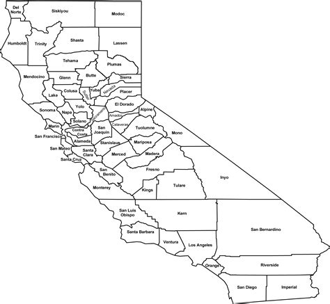 california county map outline  cities bamboodownunder