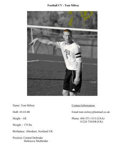 soccer player profile templates forms examples template