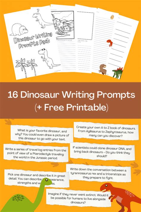 dinosaur writing prompts  printable imagine forest