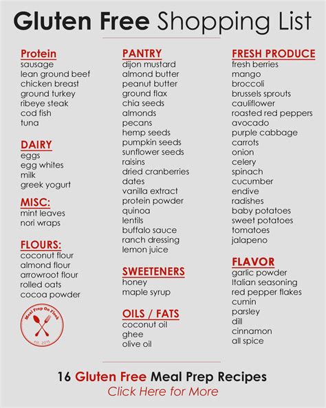 gluten  grocery list printable food gluten  food list