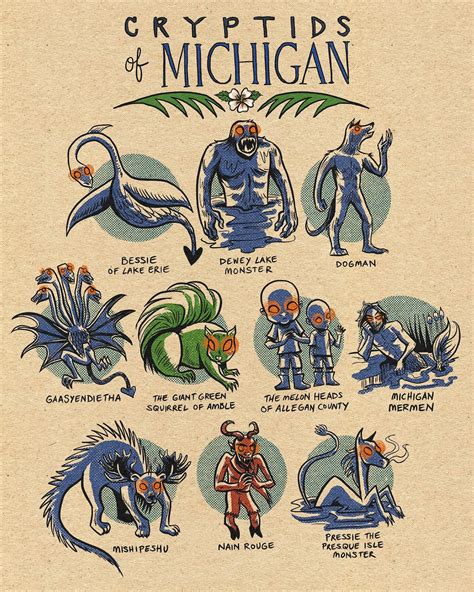 famous cryptids  michigan print etsy