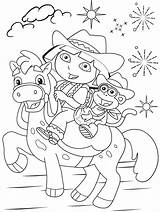 Dora Coloring Pages Explorer Boots Benny Horse Color Swiper Friends Riding Diego Backpack Isa Featuring Dress Her sketch template