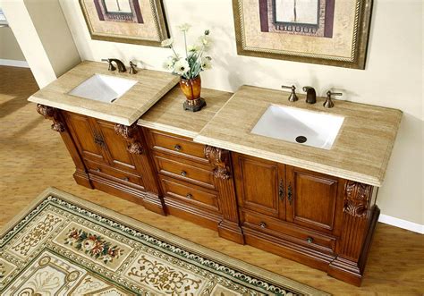 large bathroom double sink vanity travertine top