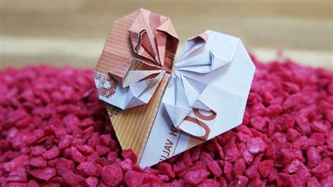 einfache schritte fuer origami geld herz falten diy zenideen
