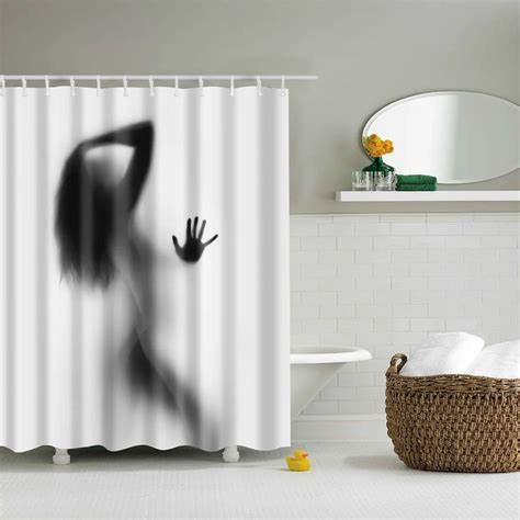 buy portrait decor bathroom shower curtains woman shadow shower curtain