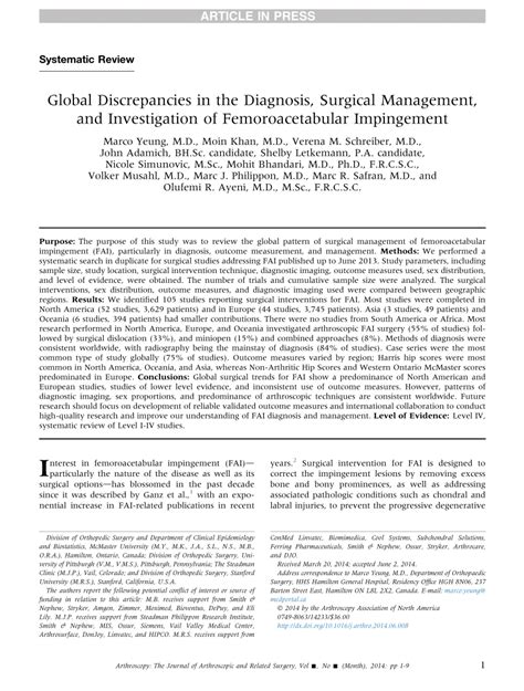 Pdf Global Discrepancies In The Diagnosis Surgical Management And