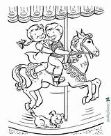 Coloring Pages Summer Horse Go Round Merry Carousel Color Kids Printable Print Kid Coloriage Holiday Manege Sheets Ride на раскраски sketch template