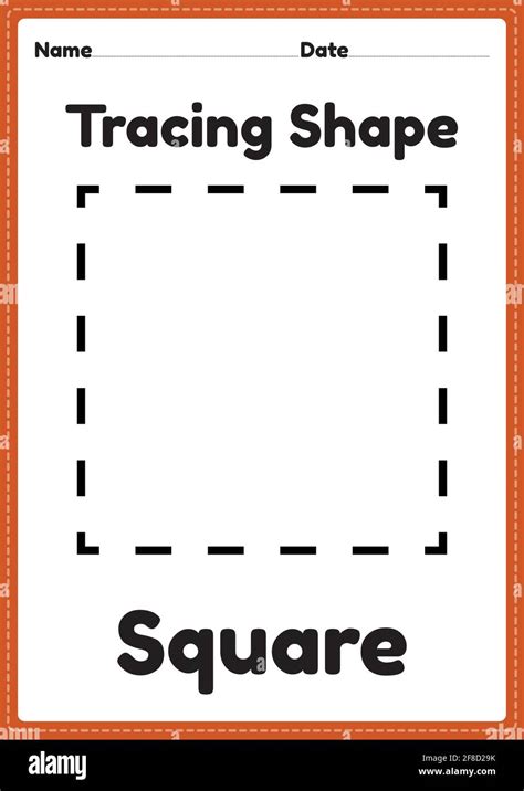 tracing shape square worksheet  kindergarten  preschool kids