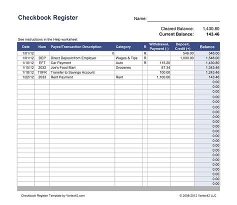 check register  examples format  examples