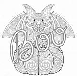 Halloween Zentangle Bat Coloring Adult Pages Boo Drawing Adults sketch template
