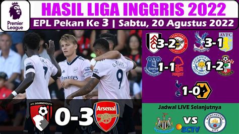 hasil liga inggris tadi malam bournemouth  arsenal hasil liga inggris