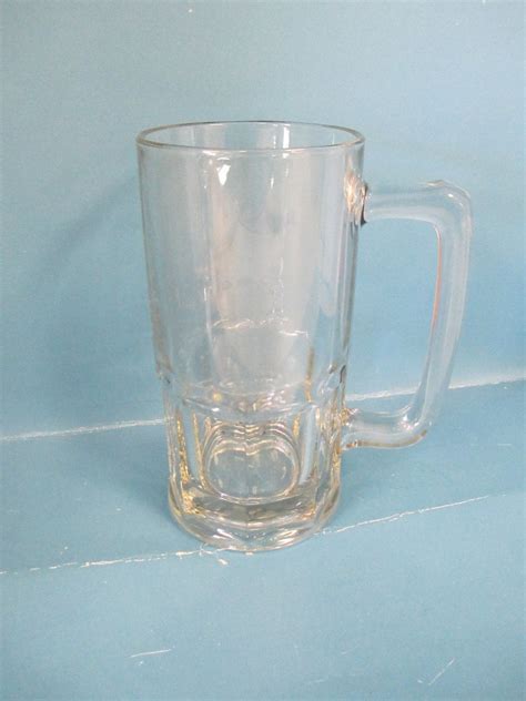 Vintage Large Glass Beer Mug With Handle