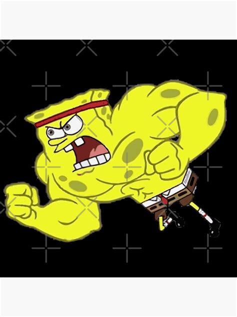 strong spongebob buffed angry muscular spongebob poster  sale