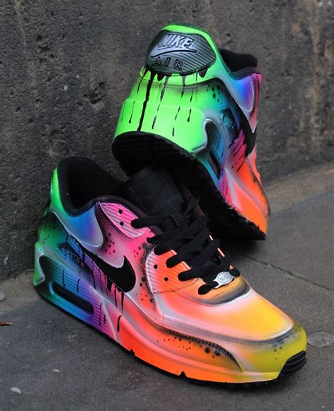 Custom Nike Air Max 90 Neon Flash Airbrush Sneaker Etsy