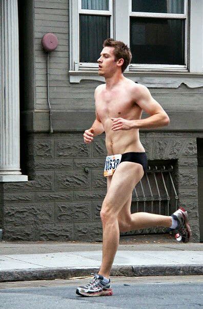 Shirtless Male Athletic Runner Marathon Running Shorts