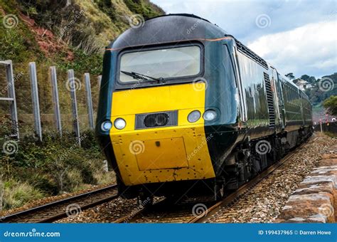 gwr class  hst train  teignmouth stock image image  front pier