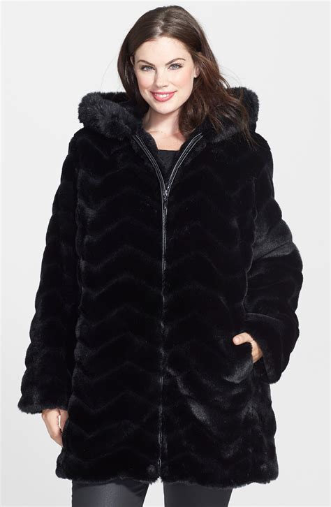 gallery chevron faux fur hooded coat  size nordstrom