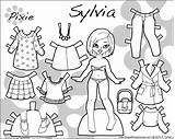 Paper Doll Printable Pixie Asian Clothing Dolls Sylvia Color Coloring Contemporary Print Puck Paperthinpersonas Pdf Bw sketch template