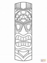 Tiki Coloring Mask Printable Totem Pages Drawing Masks Pole Hawaiian Crafts Luau Poles Party Faces Template Theme Easy Hawaii Color sketch template