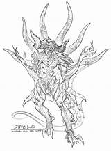 Diablo Sketch Drawing Sketches Creativeuncut D3 Fantasy Characters Iii Creatures Character Creature Sketch2 sketch template