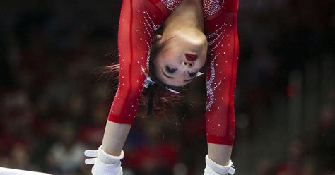 utah gymnastics all american kari lee showcasing elite skill again